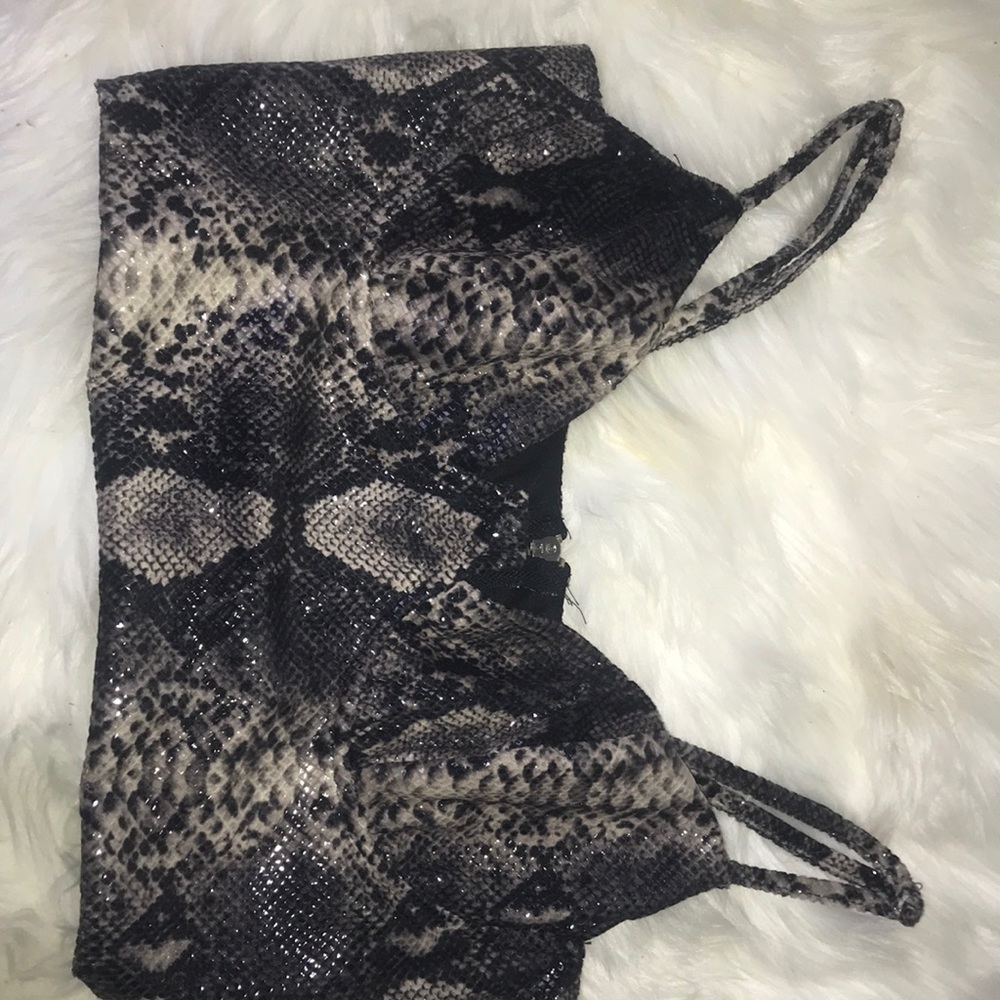 Crop fake snake skin bra-let